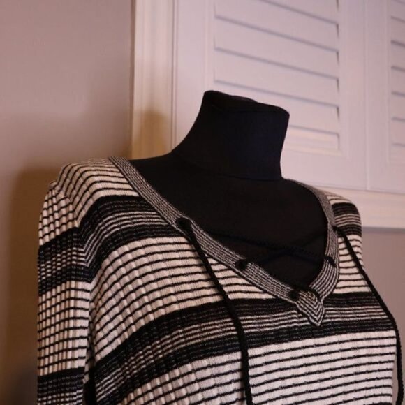 Derek Lam 10 Crosby Silk Cashmere Knit Striped Knit Lace Up Top Sz XS - Picture 6 of 8